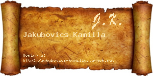 Jakubovics Kamilla névjegykártya